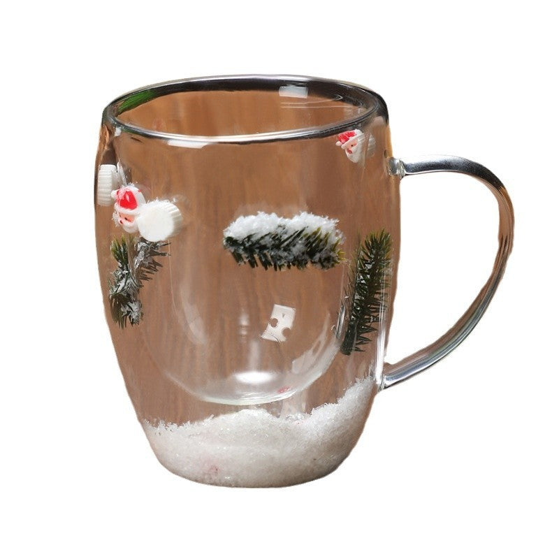 Christmas Double Layer Glass Cup