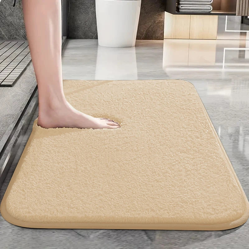 Water absorbent anti slip bathroom mat