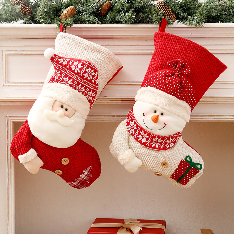 Knitted Christmas Stocking Fireplace Décor