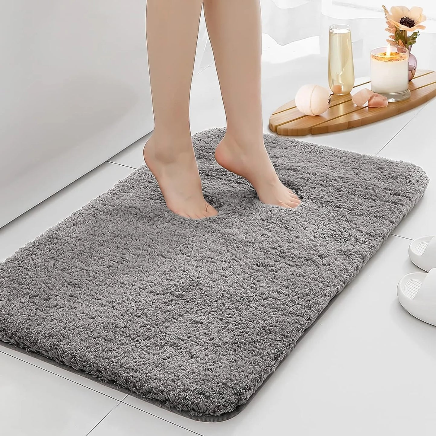 Water absorbent anti slip bathroom mat