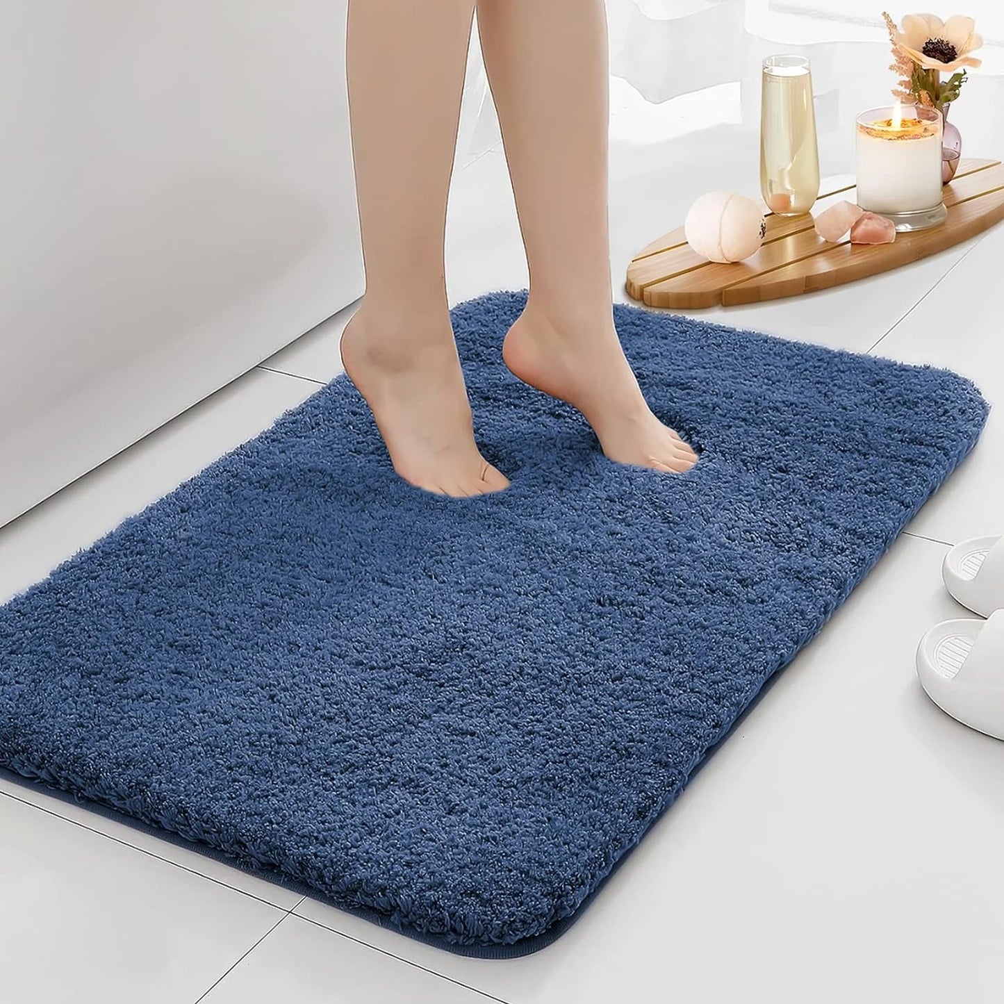Water absorbent anti slip bathroom mat