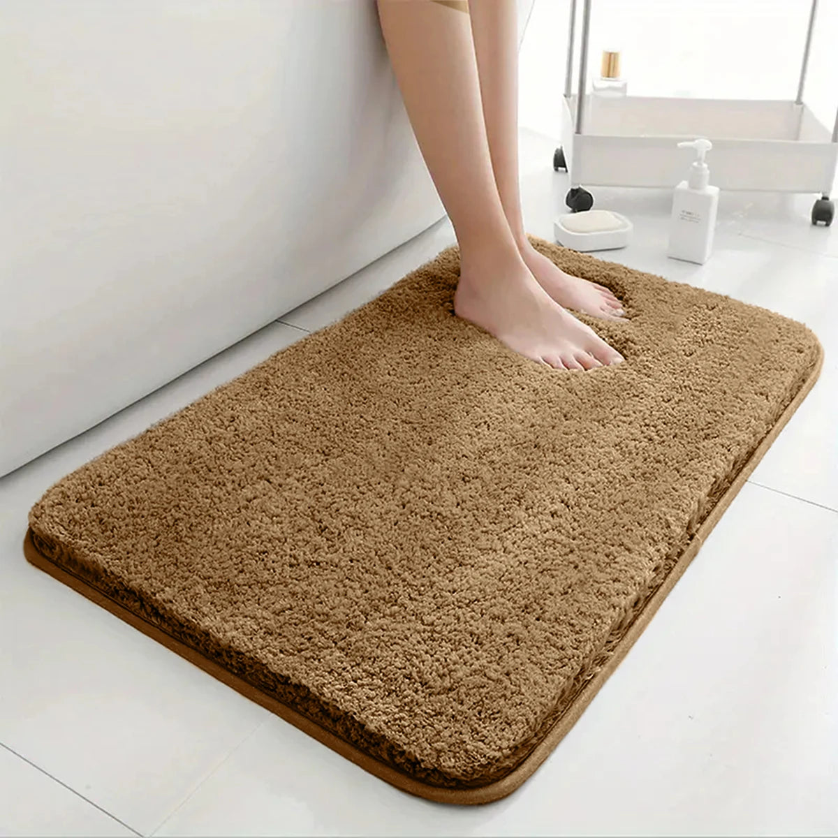 Water absorbent anti slip bathroom mat